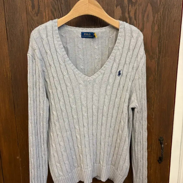 [BUNJANG] Ralph Lauren Gray Cable Knit Sweater / 랄프로렌 정품 그레이 케이블 니트