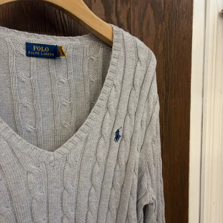 [BUNJANG] Ralph Lauren Gray Cable Knit Sweater / 랄프로렌 정품 그레이 케이블 니트