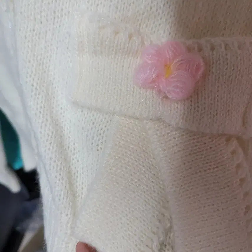 [BUNJANG] Ribbon Ivory Crop Knit Cardigan (M) / 새상품 리본 아이보리 크롭 니트가디건 M사이즈 지뢰계