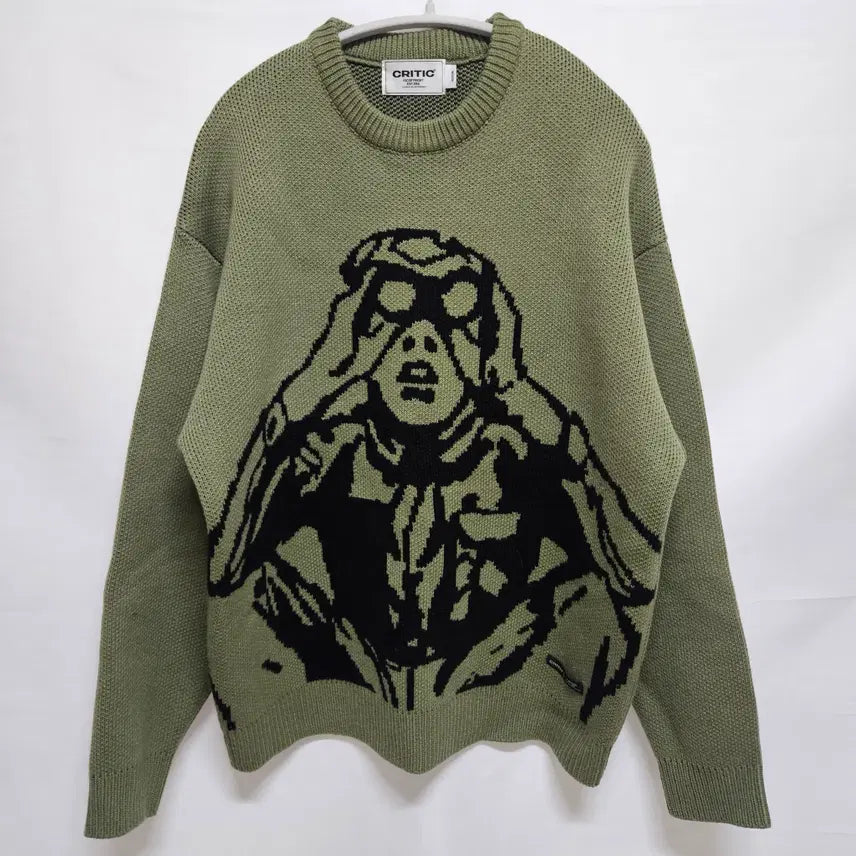 [BUNJANG] Critic Scout Boy Knitwear Khaki M / 크리틱 스카웃보이 니트 카키 M