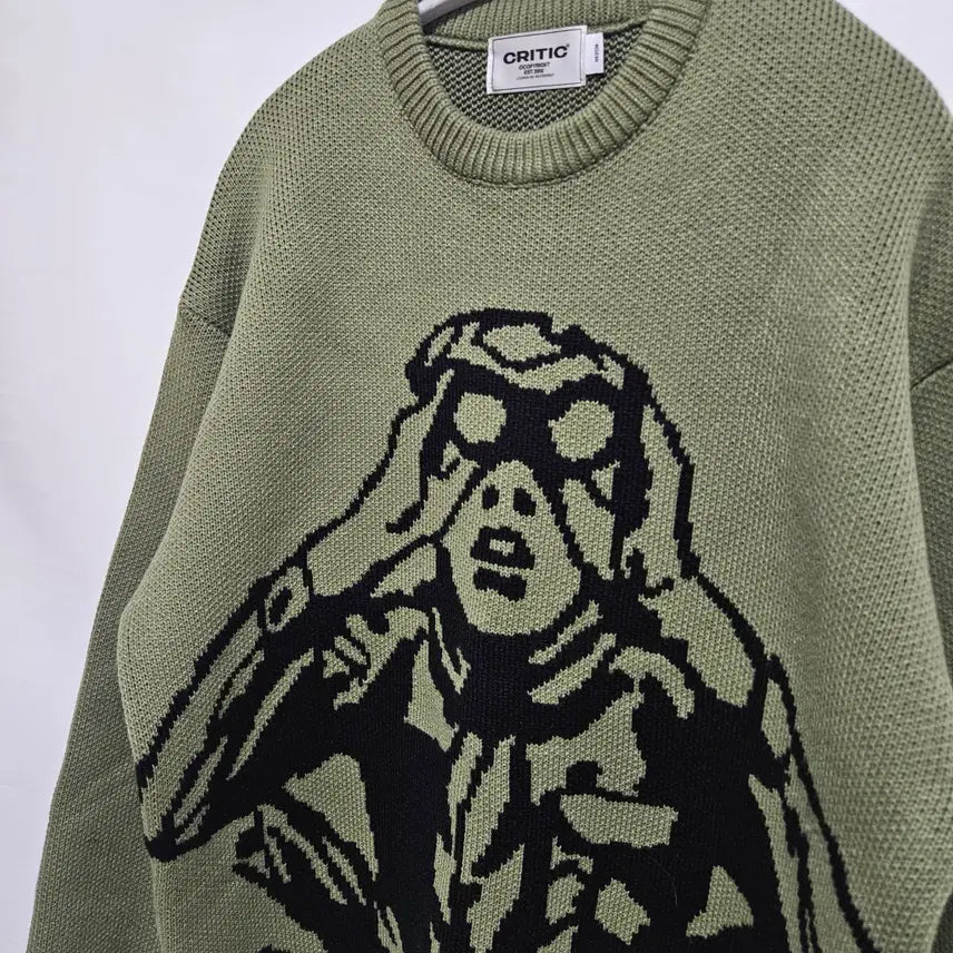 [BUNJANG] Critic Scout Boy Knitwear Khaki M / 크리틱 스카웃보이 니트 카키 M