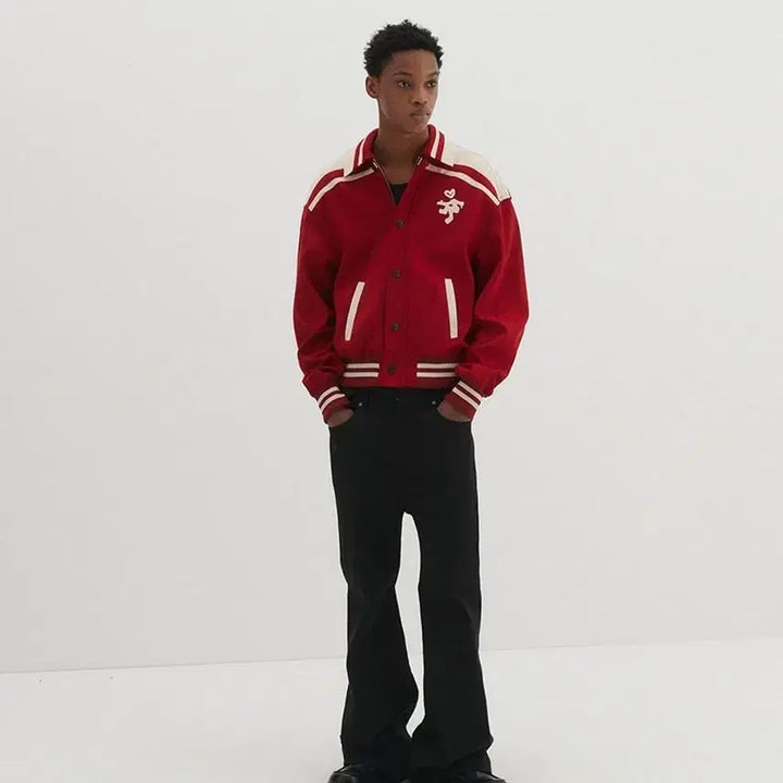 [BUNJANG] DNSR Heartfield Crop Varsity Jacket XL / dnsr 하트필드 크롭 XL