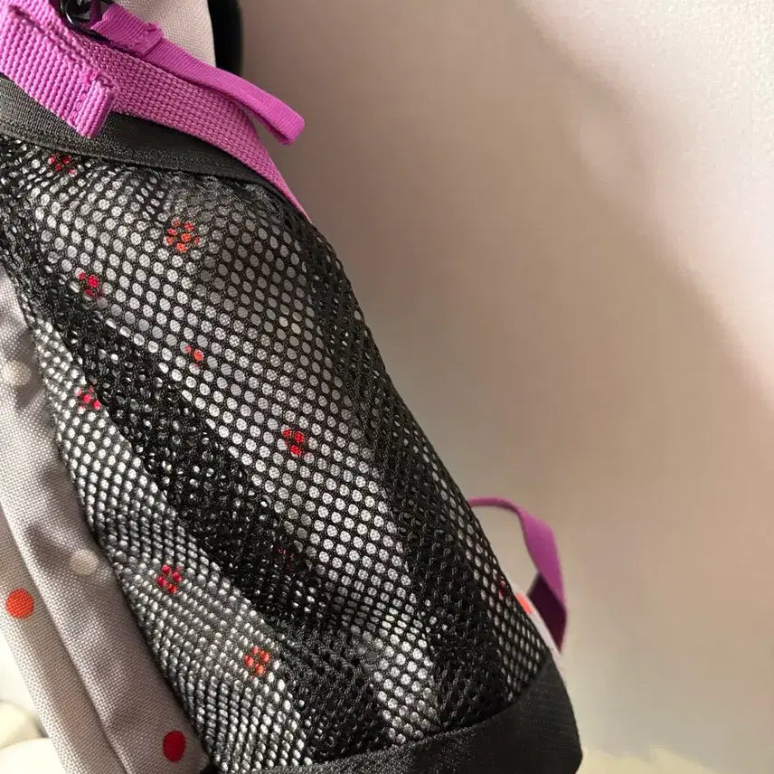 [BUNJANG] Puma Purple Dot Backpack Vintage Bag with Kitty Keyring / 퓨마 퍼플 도트 백팩 일본 빈티지 가방 체크  키티 키링