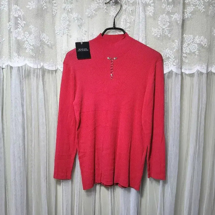 [BUNJANG] Madam JOCONDA Red Pink Knit Top / [새상품/일제]마담조콘다 큐빅 레드핑크 니트