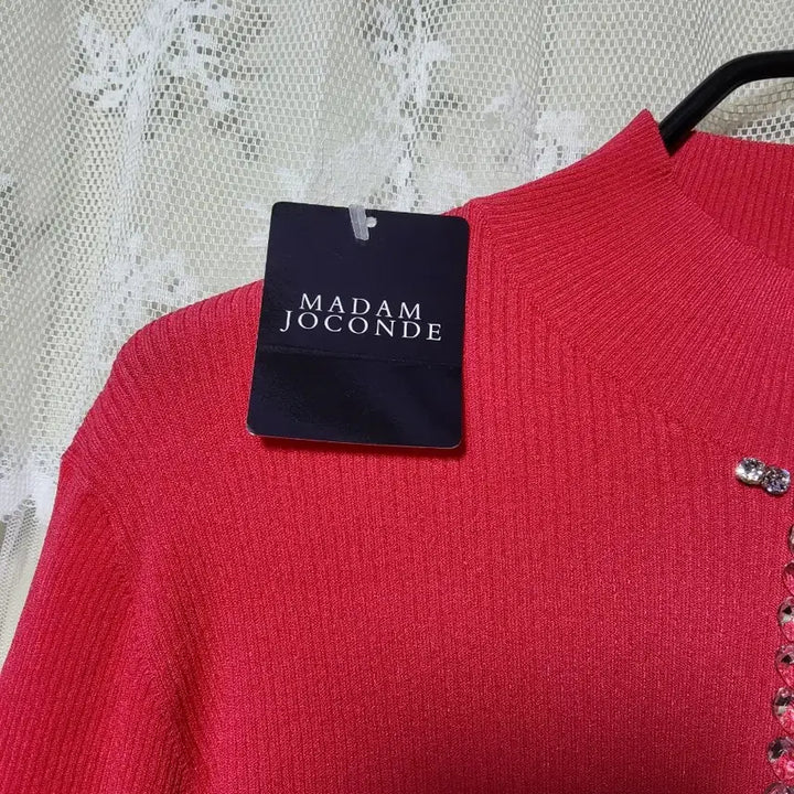 [BUNJANG] Madam JOCONDA Red Pink Knit Top / [새상품/일제]마담조콘다 큐빅 레드핑크 니트