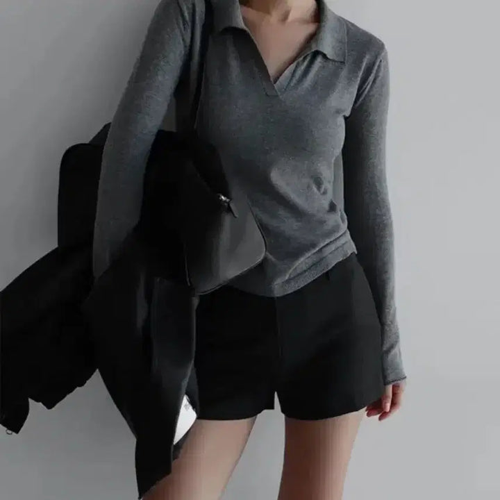 [BUNJANG] La Room Low Collar Knit Gray / (배포 새상품) 라룸 로우 카라 니트 그레이