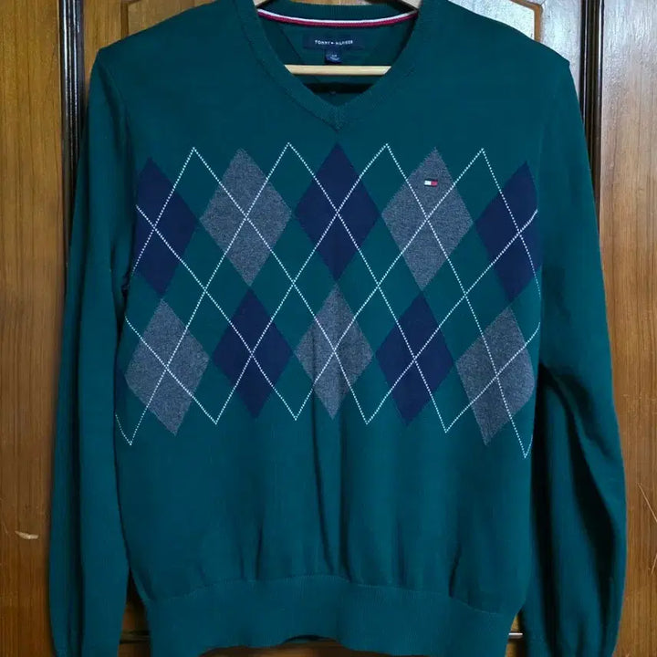 [BUNJANG] Tommy Hilfiger Argyle Knit Sweater / 타미힐피거 아가일 니트 미국S 한국 M95 그린 맨투맨 등산 캠핑 골프