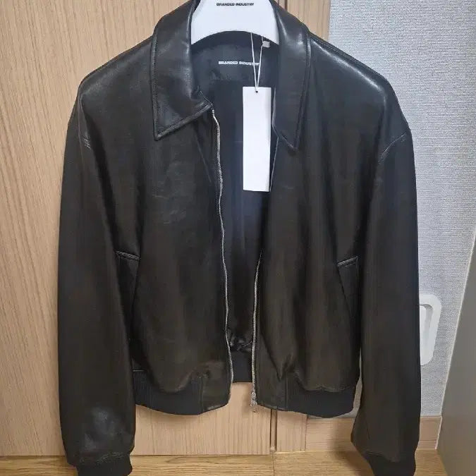[BUNJANG] Branded Faux Leather Jacket Black M / 브랜디드 페이크레더자켓 블랙 M