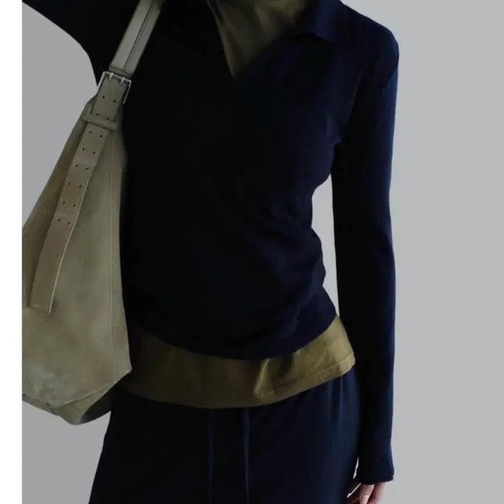 [BUNJANG] La Room Low Collar Knit Navy / (새상품 배포) 라룸 로우카라니트 네이비