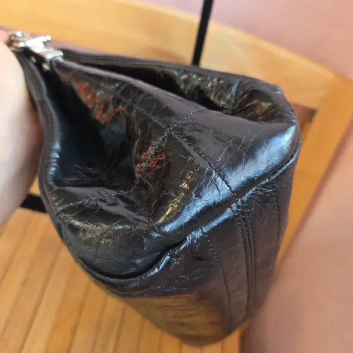 [BUNJANG] Zishen Real Leather Black Chain Shoulder Bag / 지센 리얼레더 블랙 체인 숄더백
