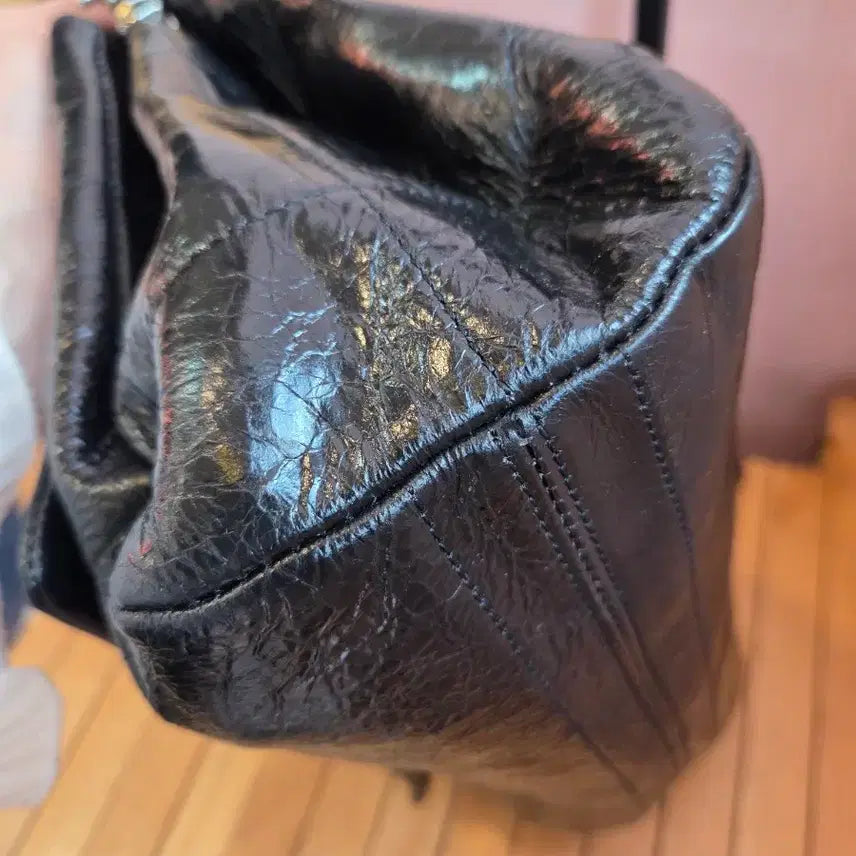 [BUNJANG] Zishen Real Leather Black Chain Shoulder Bag / 지센 리얼레더 블랙 체인 숄더백