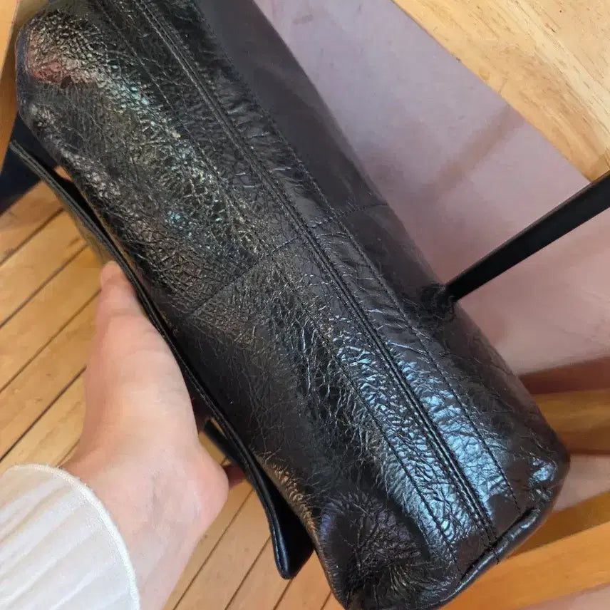 [BUNJANG] Zishen Real Leather Black Chain Shoulder Bag / 지센 리얼레더 블랙 체인 숄더백