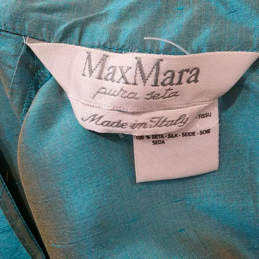 [BUNJANG] Max Mara Mint Green Cheongsam Style Silk Maxi Dress / (정품)막스마라 민트색 치파오 스타일 민소매 실크 원피스