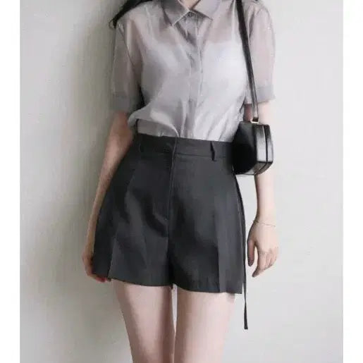 [BUNJANG] U-UR Sheer Half Blouse / 유유알) 시스루 하프 블라우스