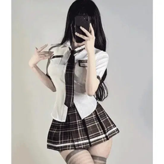 [BUNJANG] Cosplay Brown Check Uniform Set / 코스프레 의상 판매합니다