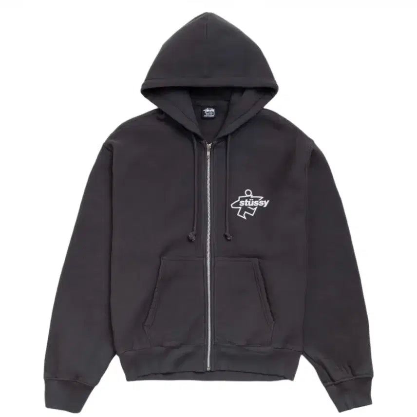 [BUNJANG] Stussy Surf Faded Black Zip-Up Hoodie / 스투시 서프 사이즈 집 후드 페이디드 블랙