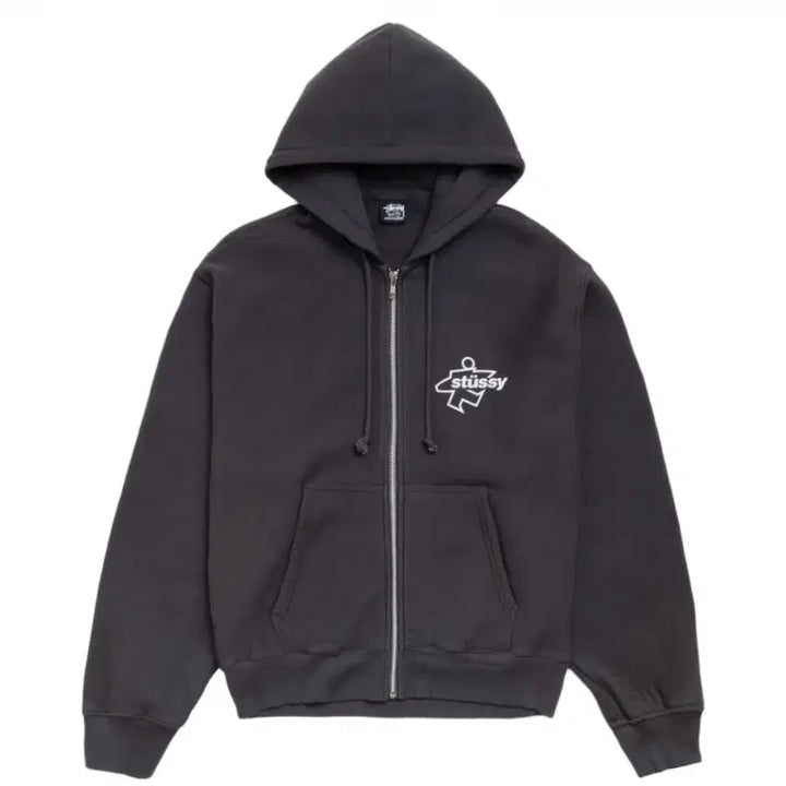 [BUNJANG] Stussy Surf Faded Black Zip-Up Hoodie / 스투시 서프 사이즈 집 후드 페이디드 블랙