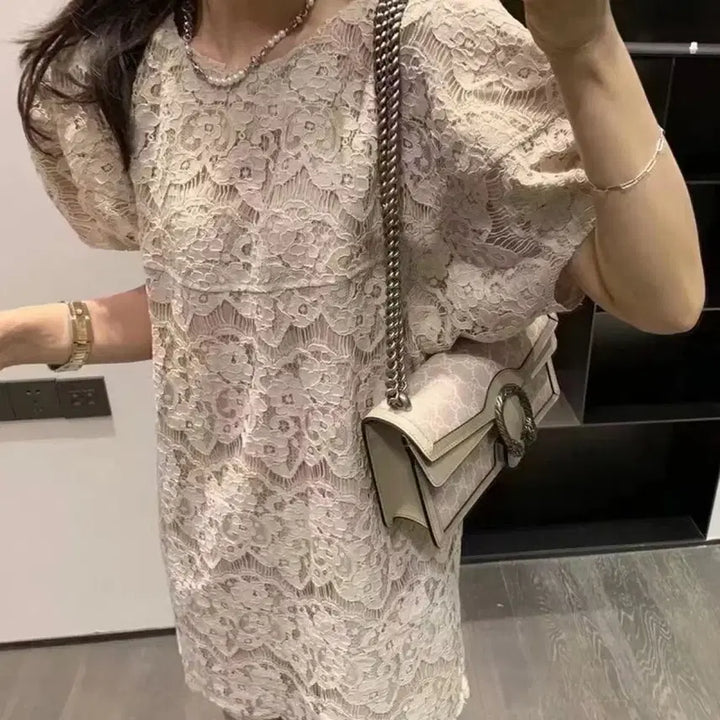 [BUNJANG] MOSAIC Lace Puff Sleeve Dress / 새상품 MOSAIC 레이스 원피스 퍼프 소매