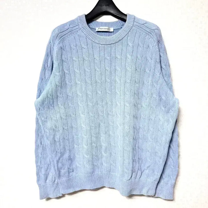 [BUNJANG] Intempo Mood Cable Knit Sweater - Blue / [L,100]인템포무드 케이블 니트 스웨터 블루