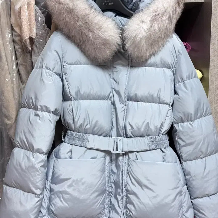 [BUNJANG] Sistina Duck Down Belted Short Padding Jacket / 새상품/시스티나 백화점 브랜드/오리털 하프기장 벨트숏패딩