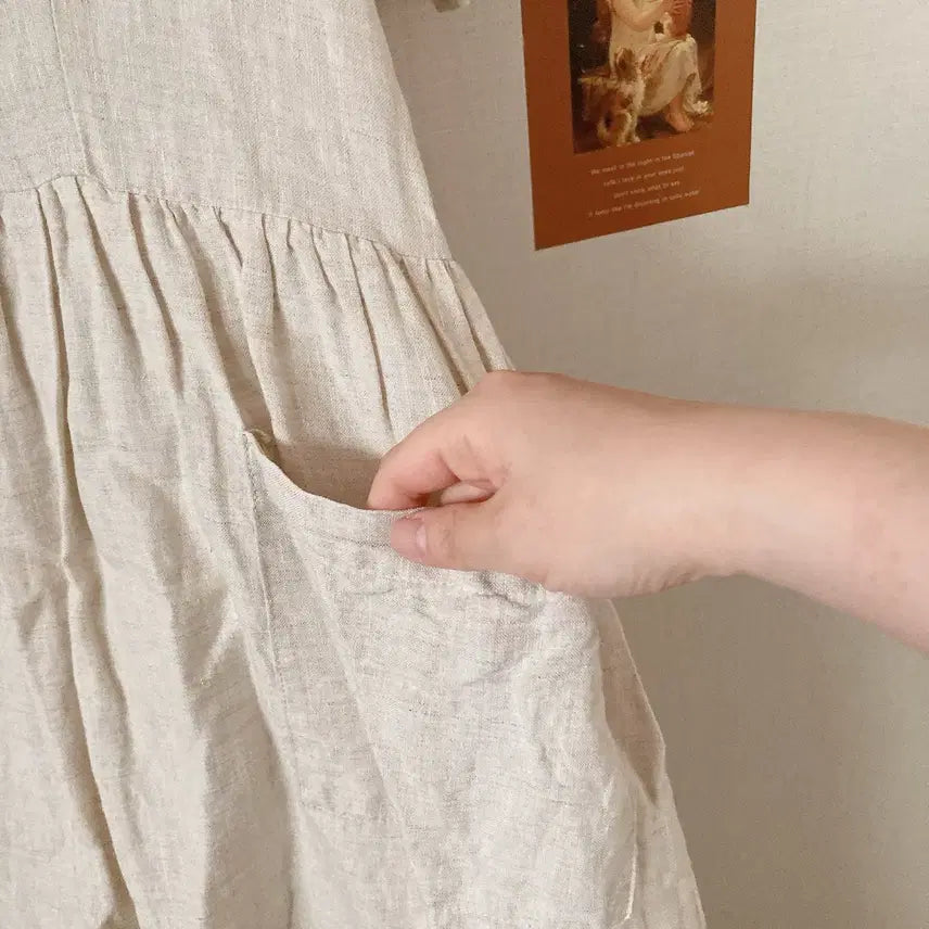 [BUNJANG] V-Neck Linen Dress / 브이넥 린넨원피스