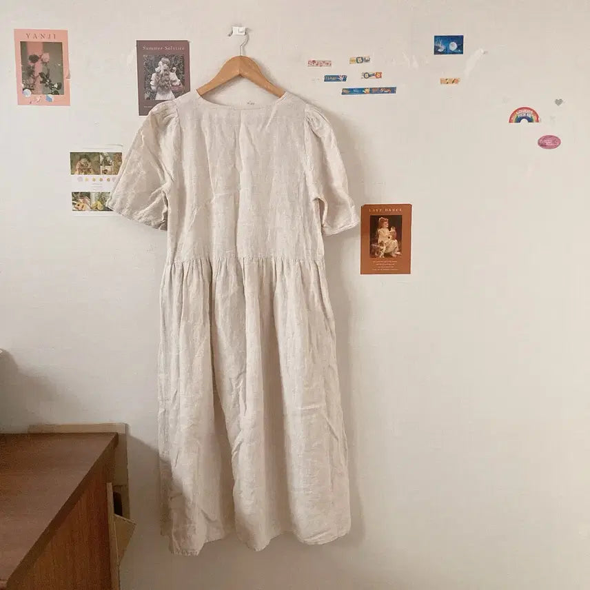 [BUNJANG] V-Neck Linen Dress / 브이넥 린넨원피스