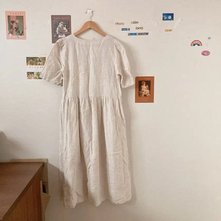 [BUNJANG] V-Neck Linen Dress / 브이넥 린넨원피스