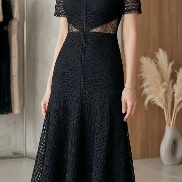 [BUNJANG] Sandro Black Lace Dress / 산드로 블랙 레이스 원피스 ~55