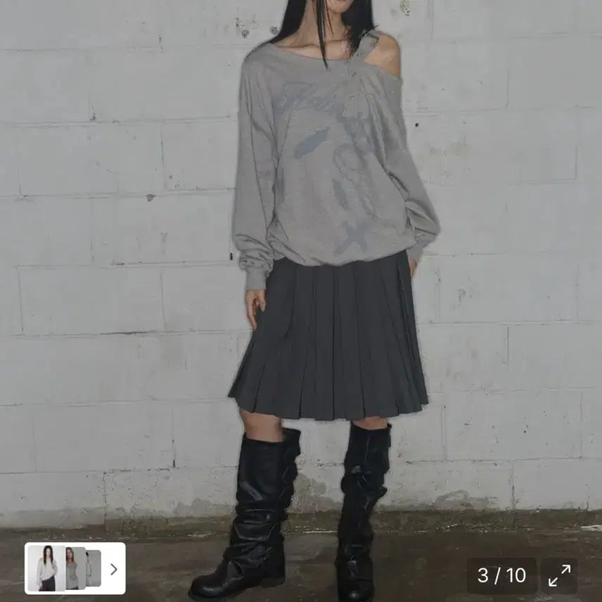 [SOLD OUT] (텍O 새상품) 팬시클럽 원숄더 버클 스웻셔츠 멜란지