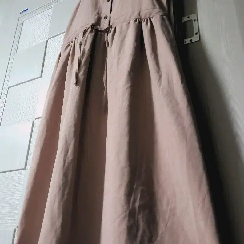[BUNJANG] Pink Beige Adjustable Strap Long Dress / 핑크 베이지 끈원피스