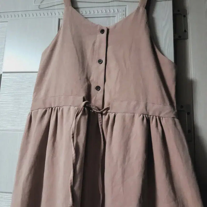 [BUNJANG] Pink Beige Adjustable Strap Long Dress / 핑크 베이지 끈원피스