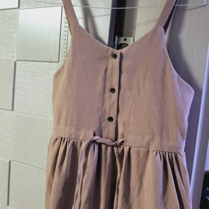 [BUNJANG] Pink Beige Adjustable Strap Long Dress / 핑크 베이지 끈원피스