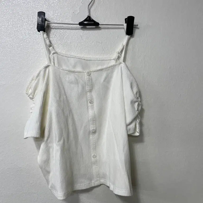 [SOLD OUT] 빈티지구 화이트 골지 오프숄더 반팔 가디건