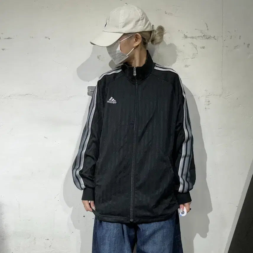 [BUNJANG] Adidas Old School Tricolor Track Top Jersey / 아디다스 블랙 오버핏 올드스쿨 삼선 트랙탑 져지 M