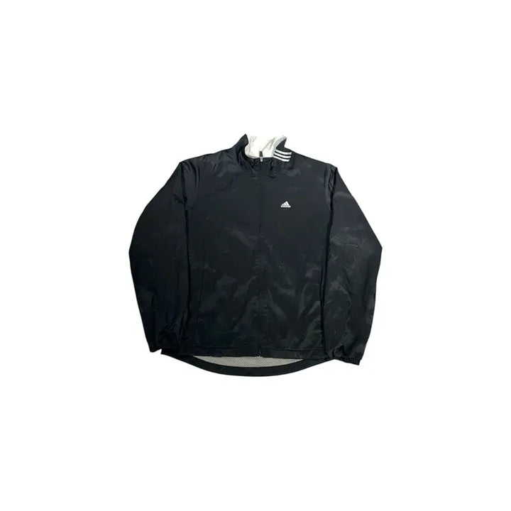 [BUNJANG] Adidas Black White Small Logo Windbreaker Jacket / 아디다스 블랙 화이트 스몰 로고 바람막이 자켓 S