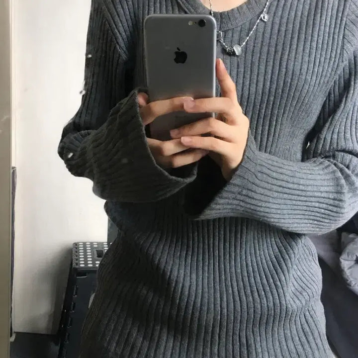 [BUNJANG] Beams Vintage Gray V-Neck Knit Sweater / 빔즈Beams 빈티지 그레이 회색 브이넥 니트
