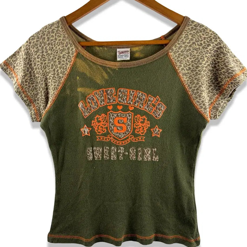 [BUNJANG] Leopard Print Raglan Top / JPN 레오파드 호피 나그랑 딱붙티2862