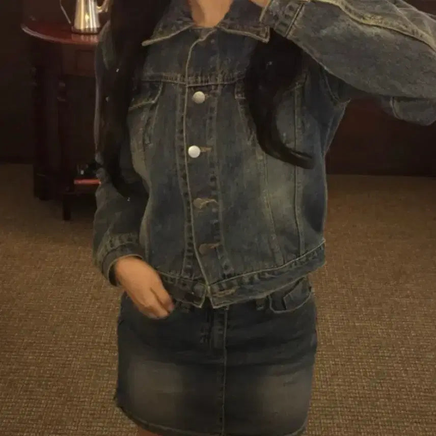 [BUNJANG] Summer Mood London Vintage Denim Jacket (Mid-Blue) - Size S / (배포 텍O 새상품) 썸머무드 런던빈티지 데님자켓 중청 s
