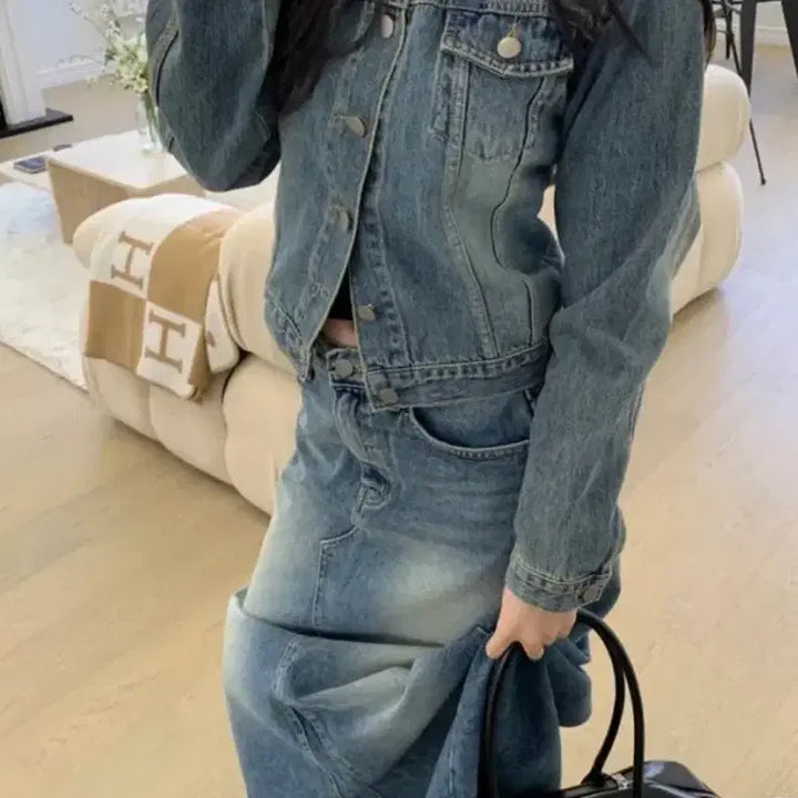 [BUNJANG] Summer Mood London Vintage Denim Jacket (Mid-Blue) - Size S / (배포 텍O 새상품) 썸머무드 런던빈티지 데님자켓 중청 s