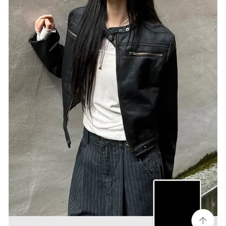 [BUNJANG] Black Leather Jacket / 레더 자켓