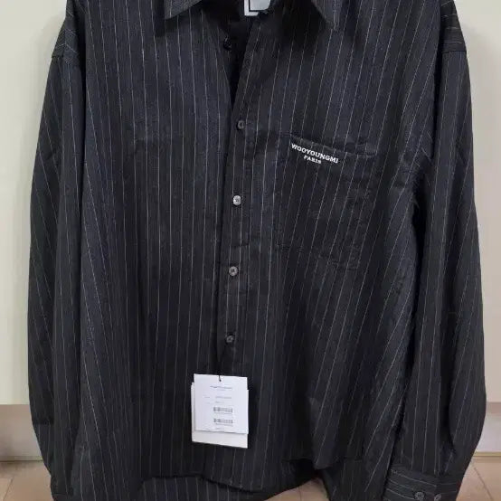 [BUNJANG] Wooyoungmi Striped Shirt Black / 우영미 스트라이프 셔츠 블랙 48사이즈
