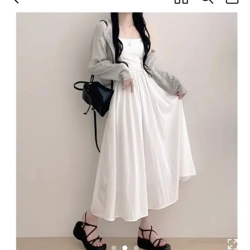 [BUNJANG] White Flare Long Dress / 화이트 플레어 롱 원피스 FREE