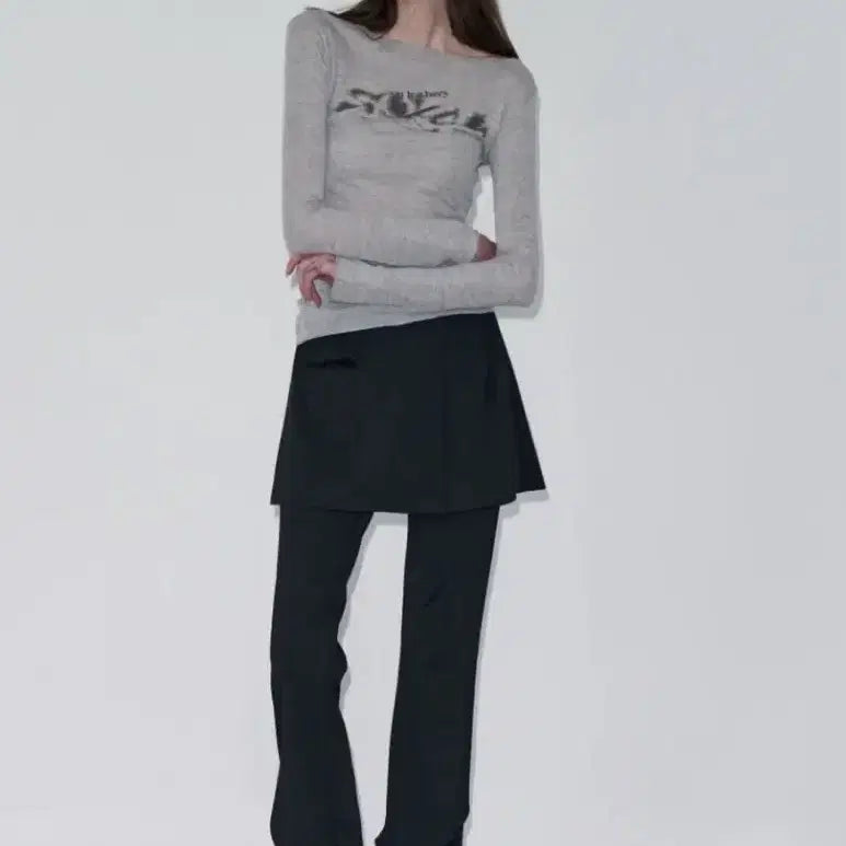 [BUNJANG] Leatherly Layered Skirt Pants - Black / (텍O 배포 새상품)레더리 레이어드 스커트 팬츠 m 블랙