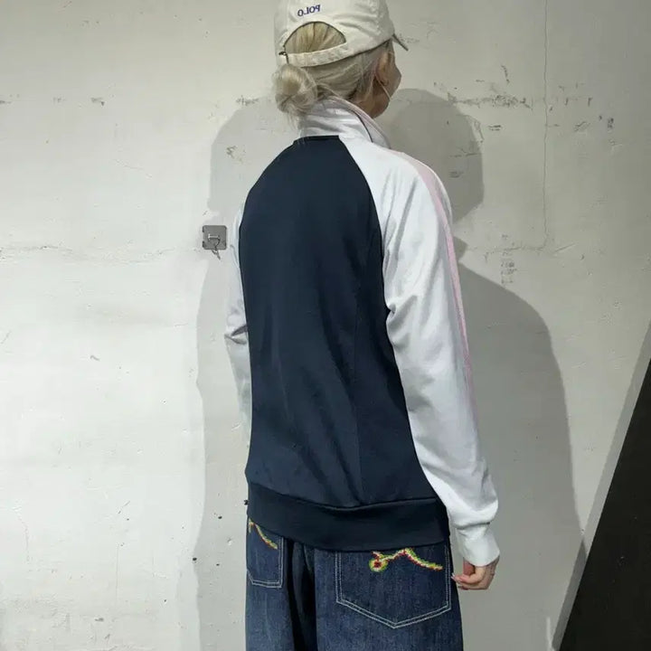 [BUNJANG] Nike Navy Pink White Track Top Jersey L / 나이키 네이비 딸기우유 핑크 화이트 사이드 라인 트랙탑 져지 L