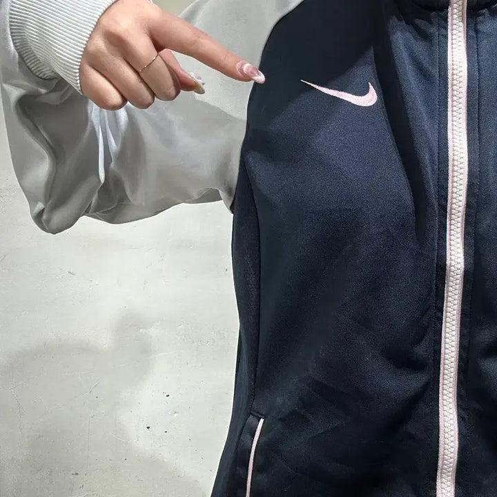 [BUNJANG] Nike Navy Pink White Track Top Jersey L / 나이키 네이비 딸기우유 핑크 화이트 사이드 라인 트랙탑 져지 L