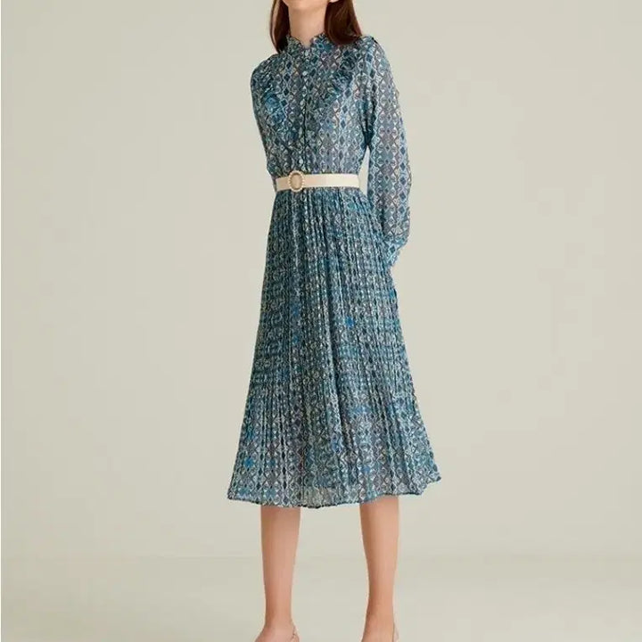 [SOLD OUT] 샤틴 정가318000 패턴 플리츠 롱 원피스