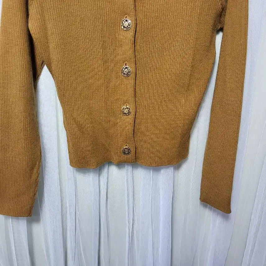 [BUNJANG] nab noel Fur Trimmed Gold Button Cardigan / 일제 nab noel 퍼 트리밍 골드 버튼 가디건