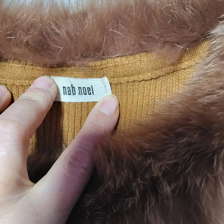 [BUNJANG] nab noel Fur Trimmed Gold Button Cardigan / 일제 nab noel 퍼 트리밍 골드 버튼 가디건