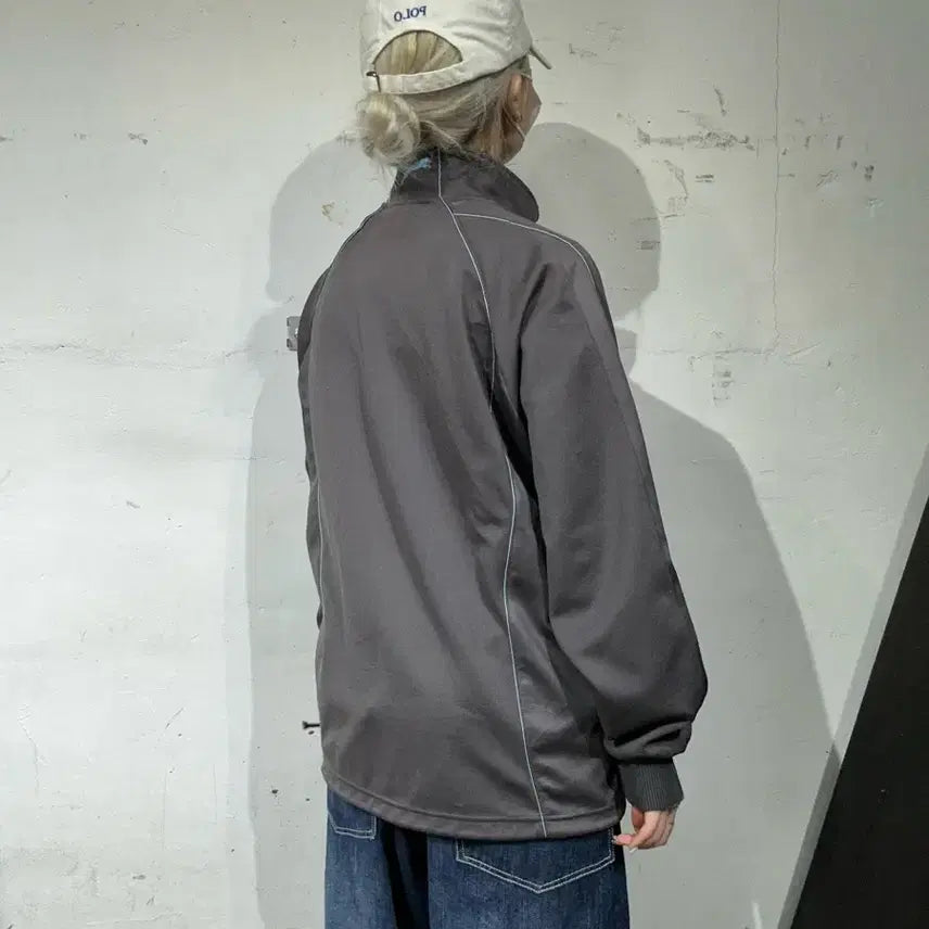 [BUNJANG] Puma Charcoal Oversized Logo Track Top Jacket M / 푸마 차콜 오버핏 로고 올드스쿨 트랙탑 져지 M