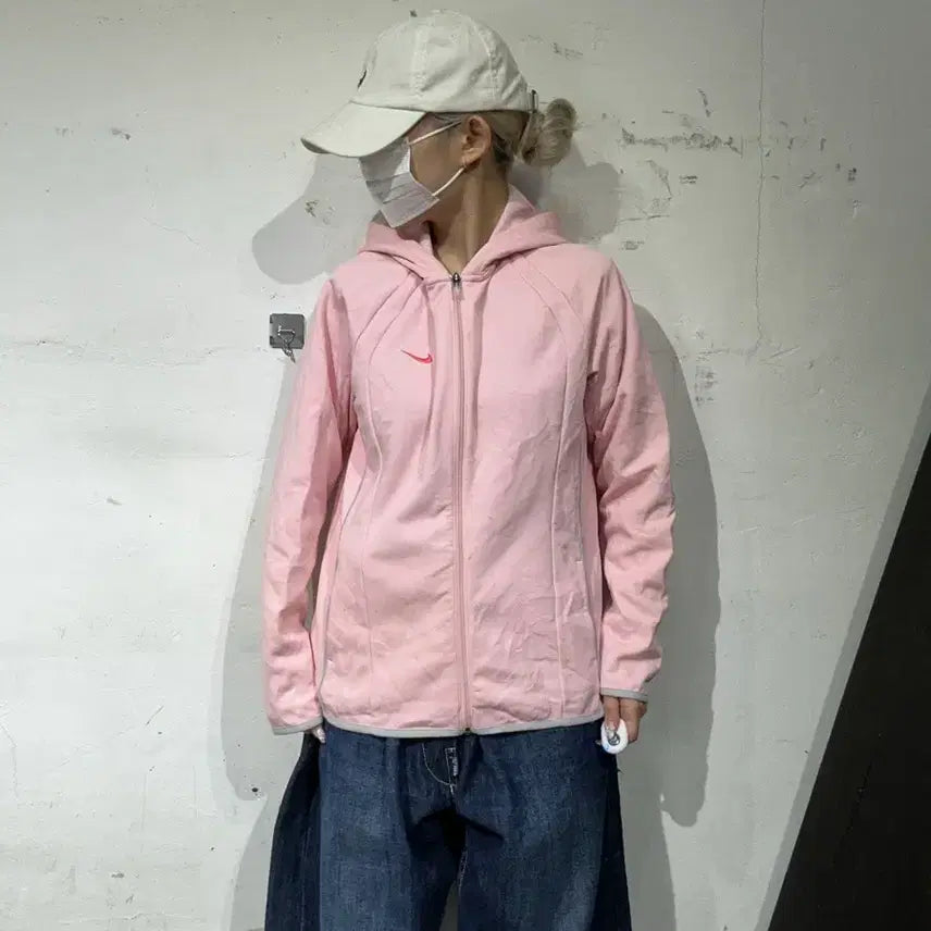 [BUNJANG] Nike Pink Logo Hoodie XL / 나이키 딸기우유 핑크 로고 후드집업 져지 XL